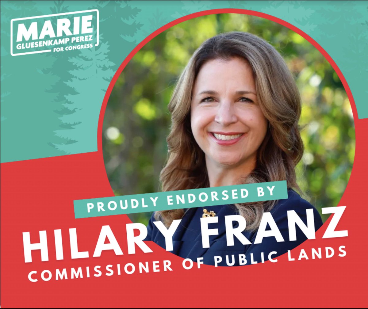 I’m proud to have the support of @HilaryFranz. She’s the bold leader Washington needs on the front lines protecting our lands. I look forward to carrying on our shared mission of standing up for our communities & making our environment more resilient! #FlipWA03