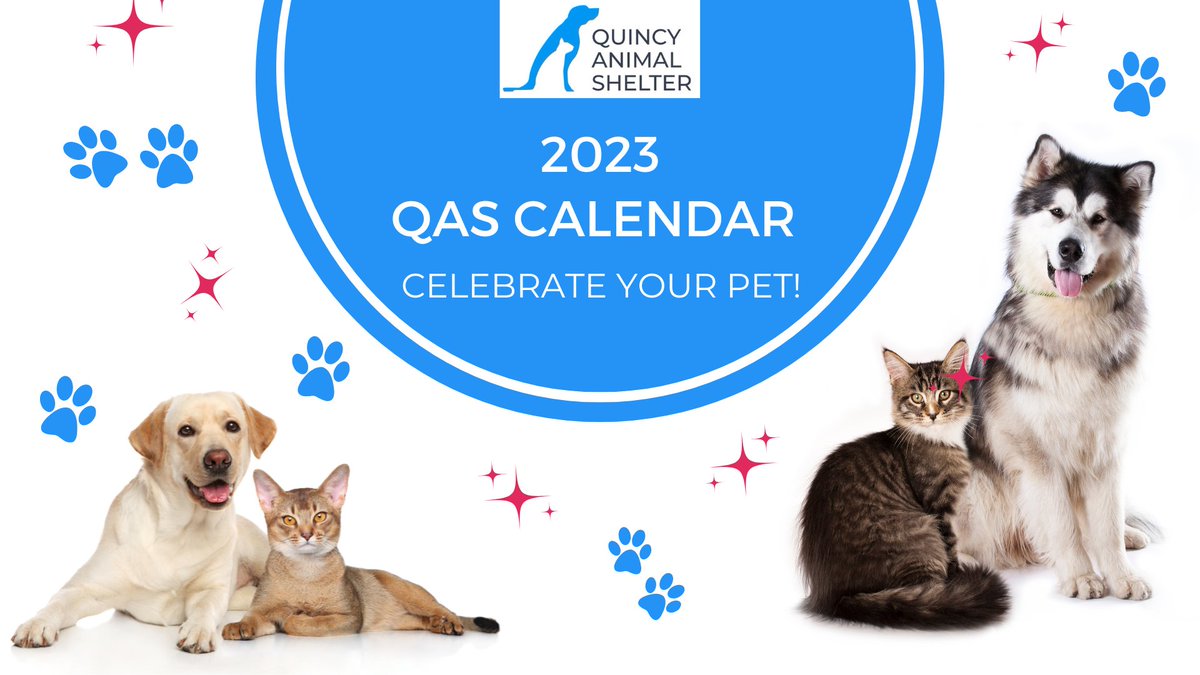 QASQuincy's tweet photo. Our pet calendar is back for 2023!  For a suggested donation of $10, your pet can be included!  Photo deadline is 10/2. 

Find out more about how to donate and submit your photo on our Facebook page!  

https://t.co/62NRe98RxO https://t.co/SVtucu7CYH
