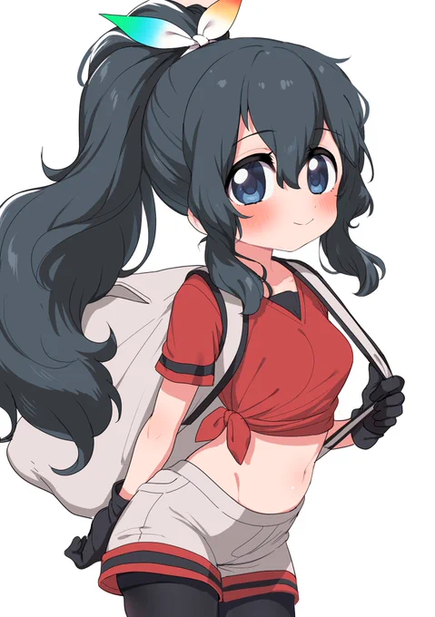伸びた髪を結んでみたかばんちゃん 