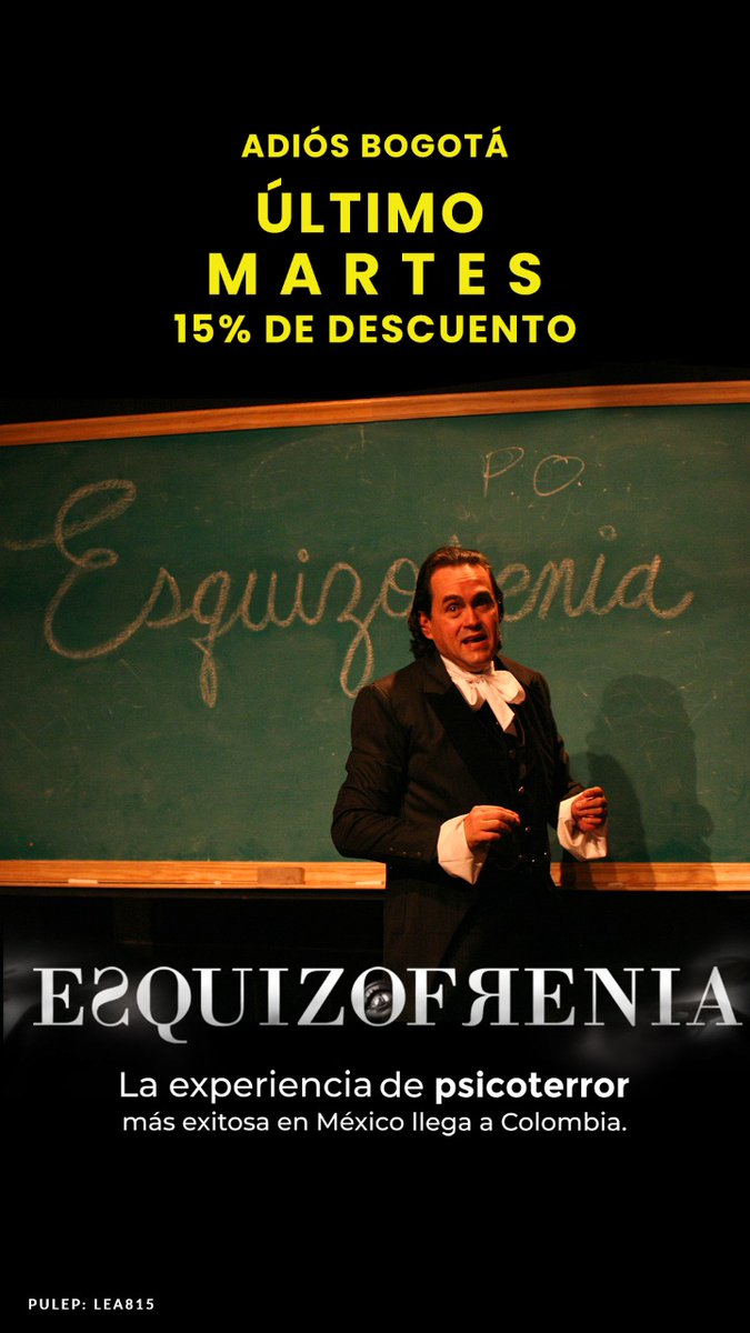 latropaderobin's tweet photo. ⚠ ÚLTIMAS DOS FUNCIONES de @esquizofrenia_t @perrinrafael, en su final de temporada en Colombia - martes 27 y miércoles 28 de septiembre, 8:00 pm en el @teatrolibrebog. Entradas 👇 https://t.co/Ejlz3juwku https://t.co/99DeOForrq