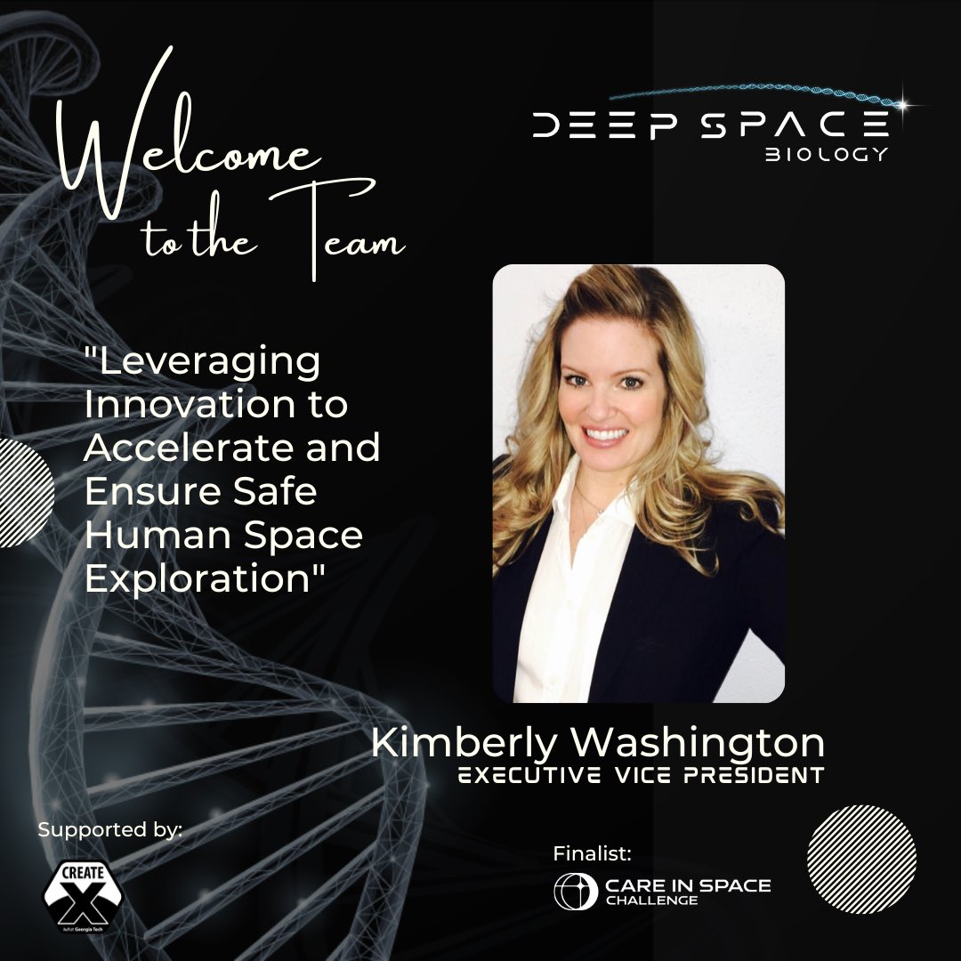I’m incredibly excited to announce my new position as Executive Vice President and equity partner of Deep Space Biology a Georgia Tech, Create X company. We built the 1st AI driven technology platform to mitigate health risks for human space flight. #deepspacebiology