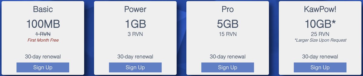If you do the math, we are one of the lowest cost persistent pinning options in the world...built by die hard <a href="/Ravencoin/">Project Raven 🦅/ RVN / Ravencoin</a> enthusiasts for the #Ravencoin community and beyond! #encryption #IPFS #Cloud