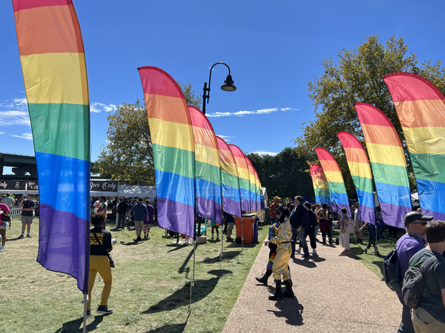 VCUMassey's tweet photo. ICYMI: Our Office of Community Outreach and Engagement went to VA Pridefest to connect with the 🏳️‍🌈 community. Massey is dedicated to building trust with the LGBTQ+ community and 👂 to understand barriers they face in receiving equitable #cancer care. 💯 https://t.co/0B7iNxzPMh https://t.co/FcbdG6hmvq