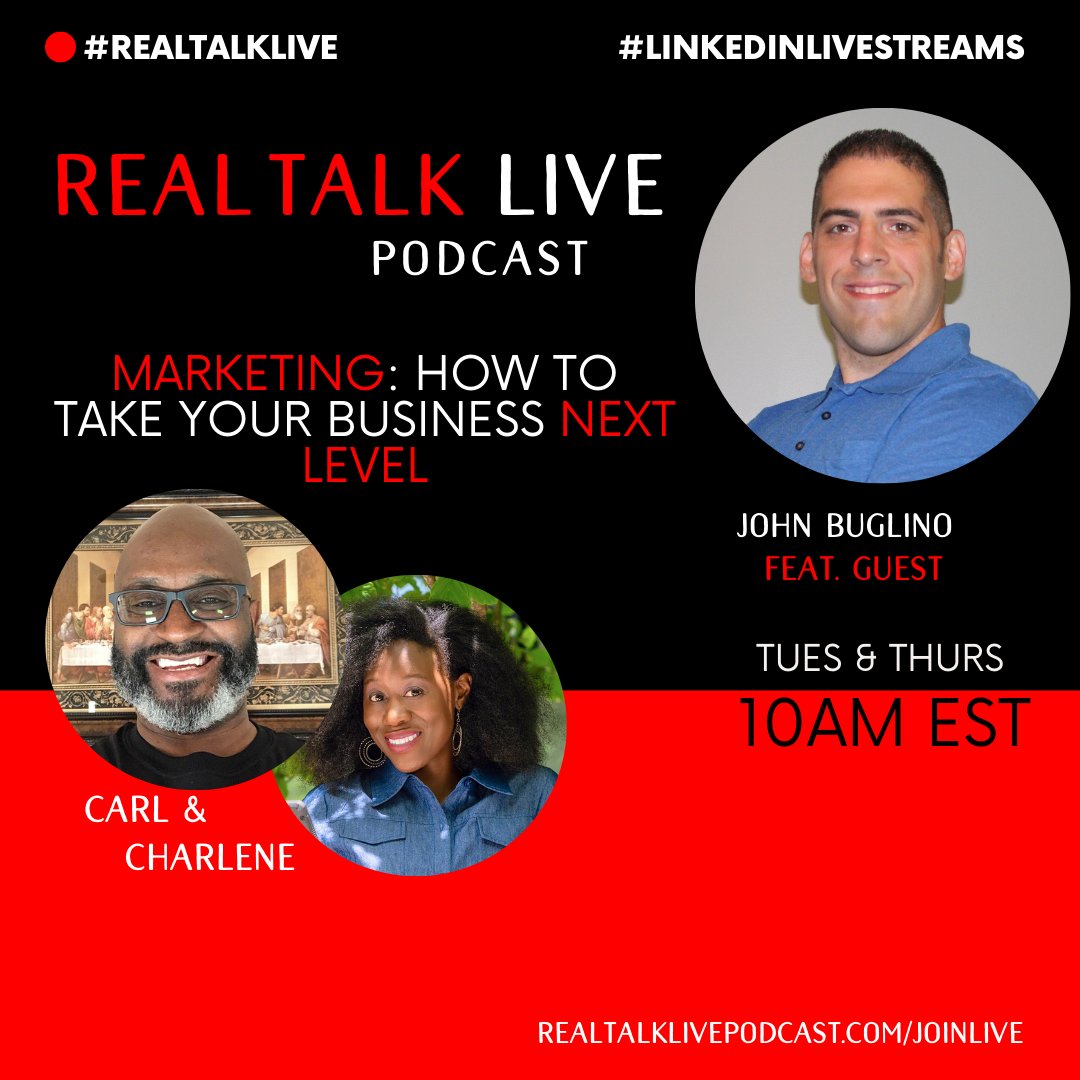 john_buglino's tweet image. I cannot wait to join my friends @bkcustomdesigns &amp;amp; @carlswatkins tomorrow for part 2 of #RealTalkLive

I will be LIVE on #linkedin at 10am ET speaking about one of my favorite topics - #MARKETING

I will share the event link soon!!