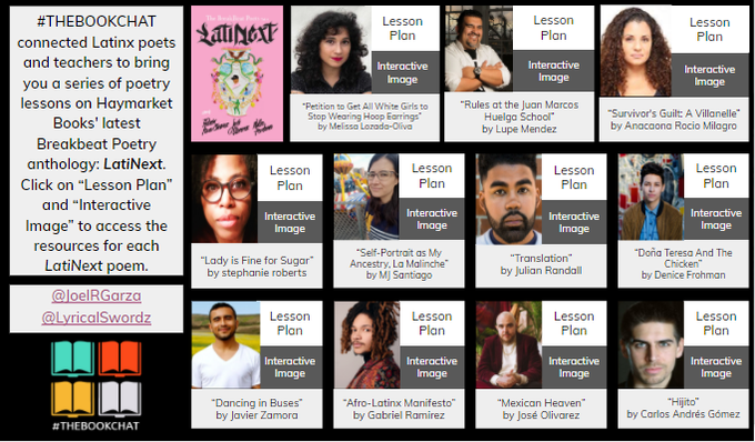 Celebrate #HispanicHeritageMonth with these 11 FREE interactive poetry lessons created in collaboration with #THEBOOKCHAT, Latinx educators across the country, and the poets themselves! And check out LatiNext from @haymarketbooks!

Click here: bit.ly/LatiNext_Lesso…