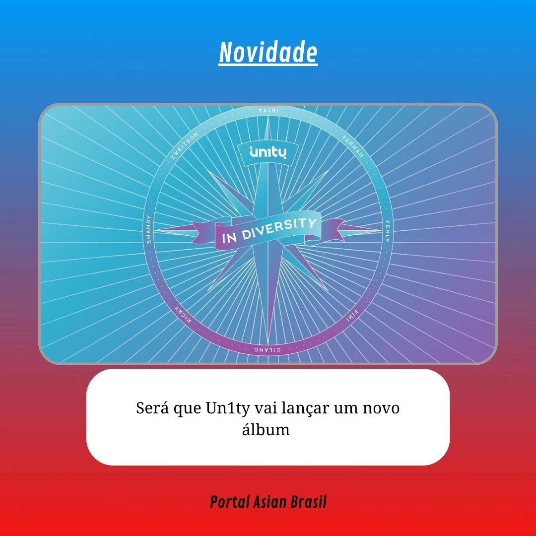 PortalAsianbr's tweet photo. Olá YouN1T!

Obrigado por seu apoio até agora para UN1TY. Depois de lançar o álbum físico do UN1TY “In Diversity”, agora a versão digital também está disponível em todas as plataformas digitais de streaming. https://t.co/FZJoEUmS5E