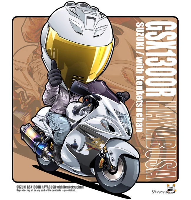 おはようございます先週描かせて頂いたGSX1300R隼のイラストです 