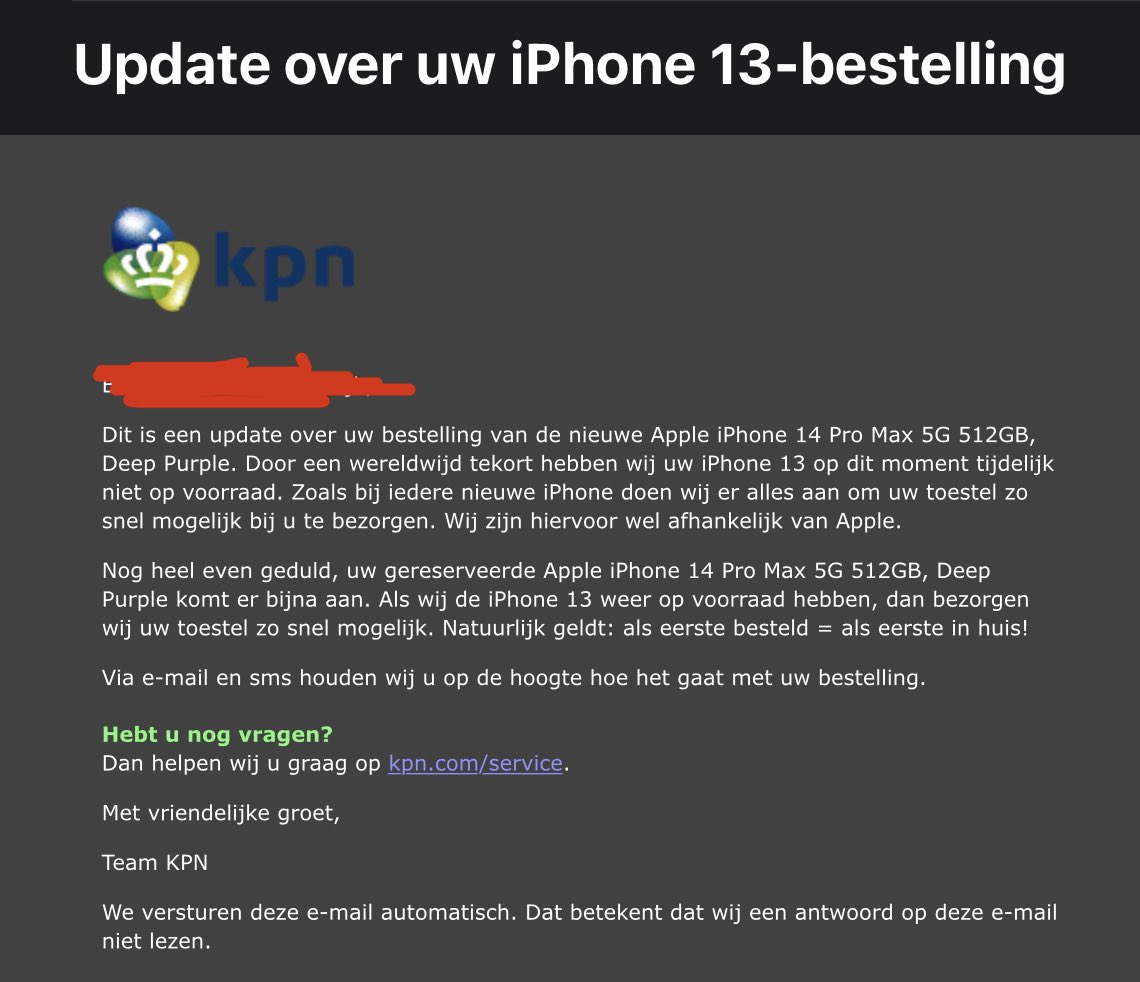 kmosterdijk's tweet photo. @KPN en @KPNwebcare zijn we terug in de tijd gegaan? 😂 ik volg het niet meer er wordt 2 keer iphone 14 gezegd en 3 keer iphone 13... https://t.co/9FjXUB4yzR