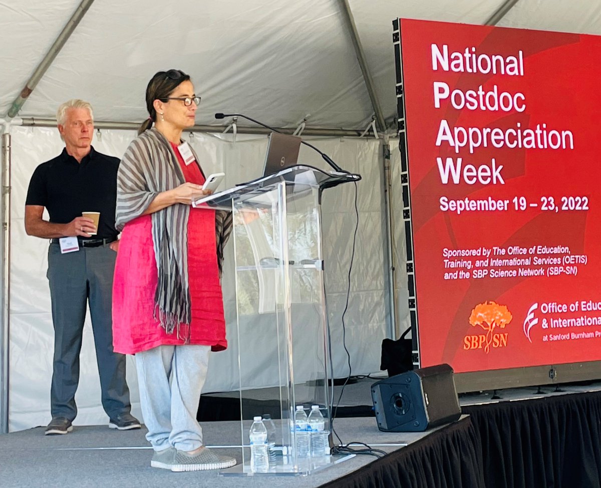 SBPgradschool's tweet photo. Starting with welcoming remarks from Dr. Alessandra Sacco &amp; Dr. Hud Freeze, our Annual Trainee Research Symposium spotlighted the research accomplishments of @sbpdiscovery trainees accompanied by a keynote from Dr. Karissa Y. Sanbonmatsu from Los Alamos National Laboratory. https://t.co/77ItsN086r