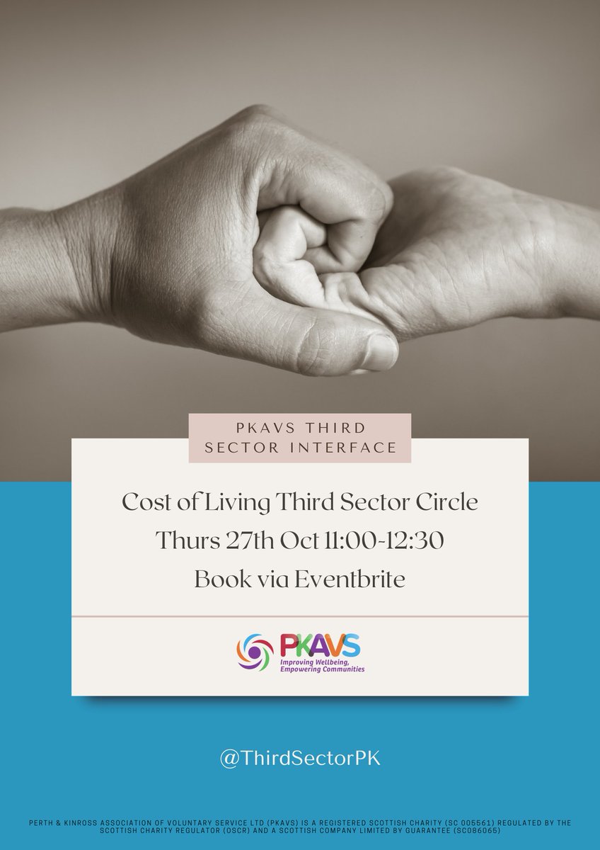 LoriHughes1987's tweet photo. 🎺Calling Perth and Kinross voluntary groups, community orgs, charities and social enterprises.
Things are tough just now right? And they are set to get tougher as we get into Winter. I'll be honest - I have the fear. Do you?
Join our Cost of Living Third Sector Circle 🧵 https://t.co/UVH071YoMx
