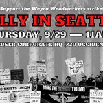 Image for the Tweet beginning: Woodworkers on strike at Weyerhaeuser