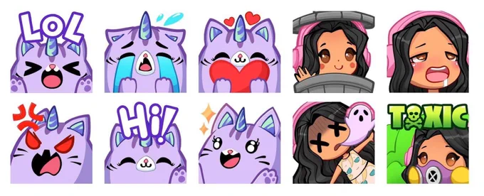 For people who don't know I also do emotes and discord stickers! These are ones that I've done! If you want to know the prices please DM me  