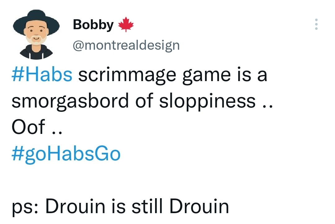 HughesMiniMe's tweet image. Bobby Demands Game 7 Final quality in a team's first scrimmage of the year filled with AHL and Jr players. He probably would be dissapointed if he won Lotto Quebec but had to drive to the office to collect 
@montrealdesign
#Habs