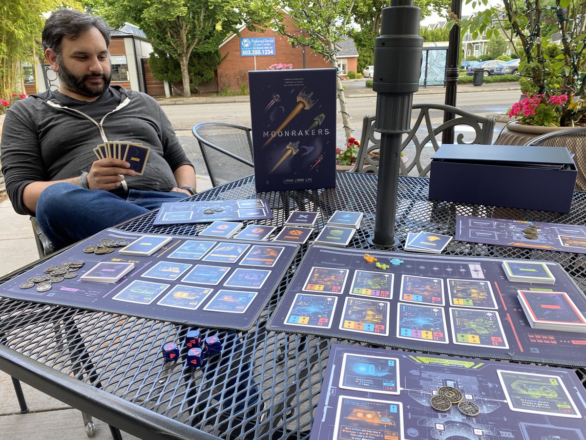 CoraxAndCoffee's tweet photo. Just hanging out in the sun doing what we do best.
#Moonrakers #boardgames #playinginpublic #coraxandcoffee #carddrivengames #cardgames #ivstudios #bgg https://t.co/1DLs9XLCda