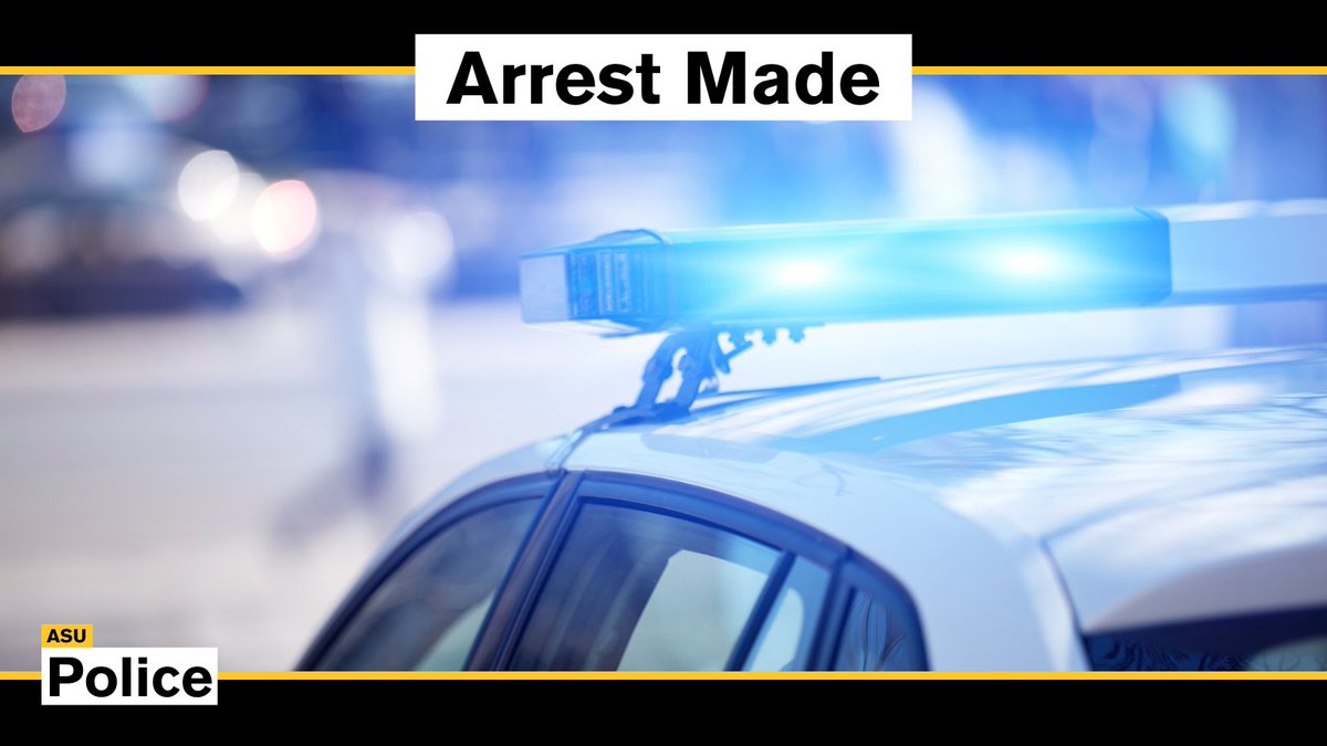 ASUPolice's tweet photo. ARREST MADE – Tempe campus

An ASUPD officer had to leap out of the way of a suspect fleeing a hit-and-run at Saturday’s football game.

The suspect fled south through campus, but crashed into a dumpster by Vista del Sol. He then tried to run, but was quickly apprehended. https://t.co/P1ptZThAX5