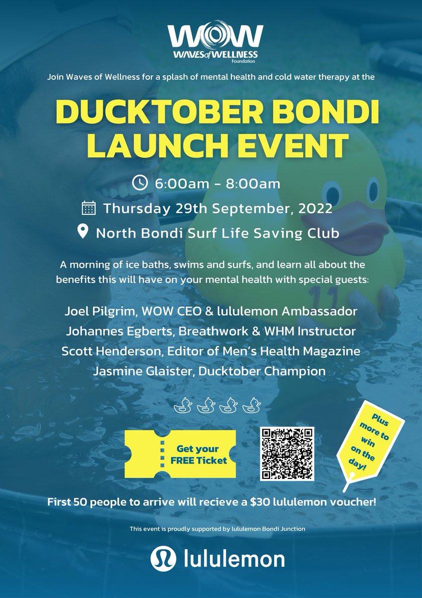 Are you a Sydney local? Join us in Bondi for the official launch of #Ducktober 2022! 

Get your free ticket here: bit.ly/3qOWOdq