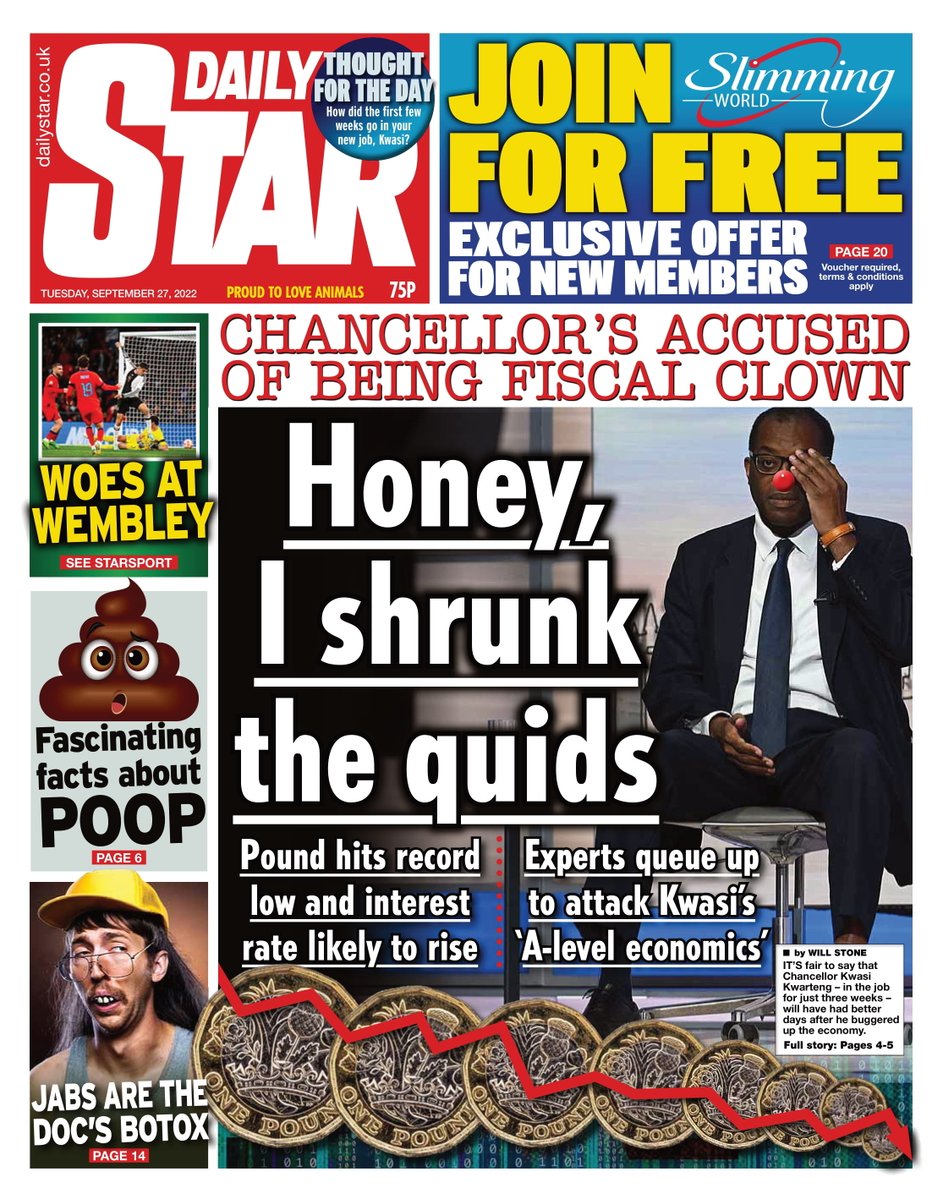 TmorrowsPapers's tweet photo. Tuesday's Star: Honey, I shrunk the quids #TomorrowsPapersToday #DailyStar #Star https://t.co/9wCAhhR5oV