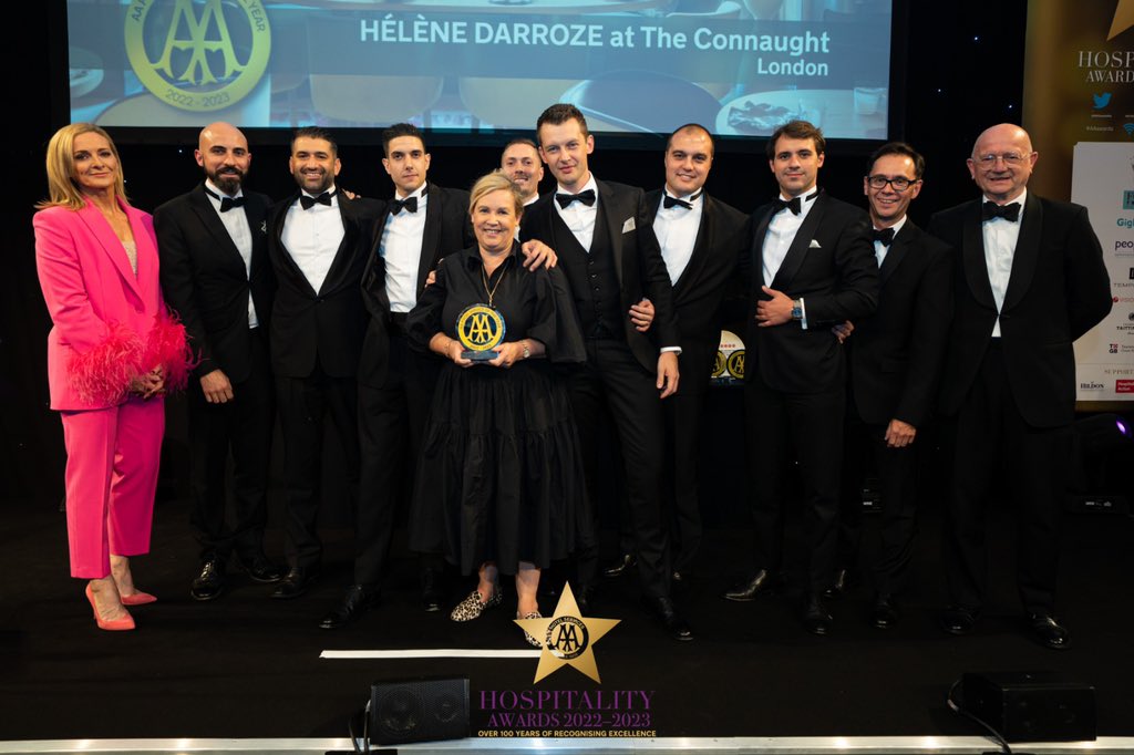 Thank you to @TaittingerUK who are sponsors of the AA Food Service Award. We are proud to present this to Hélène Darroze at The Connaught @HDConnaught @TheConnaught @HeleneDarroze. #AAawards