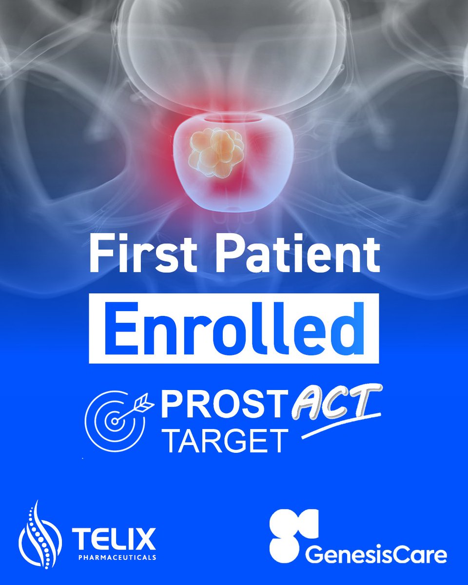 TelixPharma's tweet photo. With @GenesisCare we announce a first patient enrolled in the Phase II #ProstACT TARGET study of TLX591.
TARGET will evaluate Telix's antibody-based therapy candidate in combination with external radiation in patients with earlier stage #ProstateCancer.
https://t.co/DIYv1t6427 https://t.co/gtFl1lMGLZ