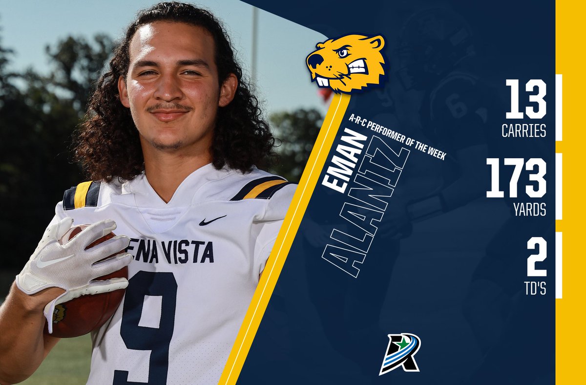 .<a href="/BVUFootball/">Beaver Football</a> running back Eman Alaniz earns the team's first <a href="/AmerRiversConf/">American Rivers Conference (A-R-C)</a> Performer of the Week accolades this season.

Alaniz had a career-high in yards and currently leads the A-R-C in rushing yards per game during league play.

#BeaverNation #d3fb