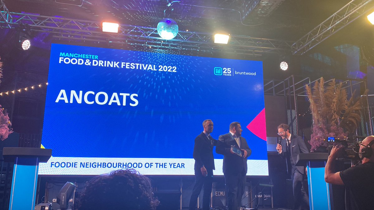 CityLifeManc's tweet photo. Foodie neighbourhood of the year? Well it could only be Ancoats couldn’t it? @McrFoodFest awards #mfdf https://t.co/bv18njA5wu