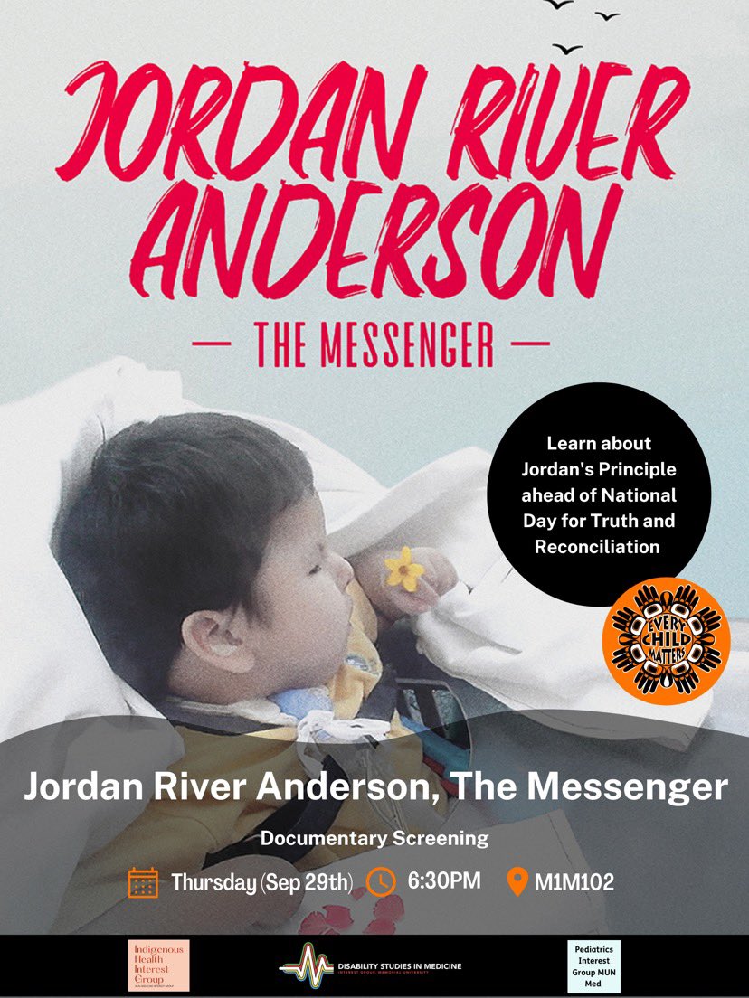 Three <a href="/MUNMed/">Faculty of Medicine</a> interest groups collaborating for this event on Thursday! Indigenous Health IG, Disability Studies in Medicine IG, and the Pediatrics IG! Grad students and Faculty welcome too 😊 <a href="/kait_jarvis/">Kaitlyn Jarvis</a>