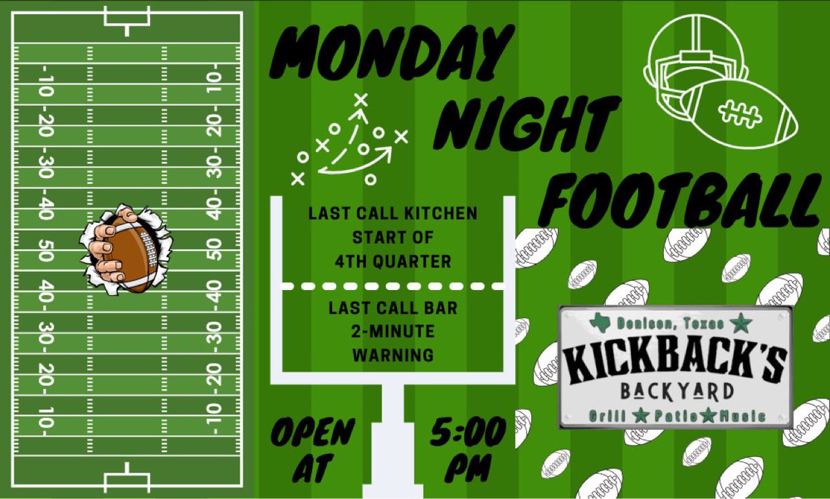 candicewagner's tweet photo. Tonight at Kickbacks Backyard come join us for Dallas Cowboys vs New York Giants at 7:15.  We open at 5:00.   Wear your NFL gear and get 10% off your food!   I might even run a drink special or two! https://t.co/ZT1rb01blm