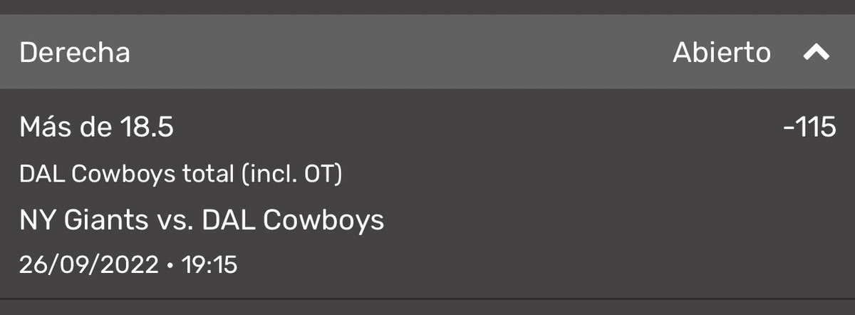 kingbet08's tweet photo. Así vamos el día de hoy señores para el #MNF 

A pesar de no estar Dak siento que dallas hoy le gana y bien a gigantes recuerden que es duelo divisional y suelen ser juegos diferentes 

#LetsGoKings👑 https://t.co/ba7BIr4XEa