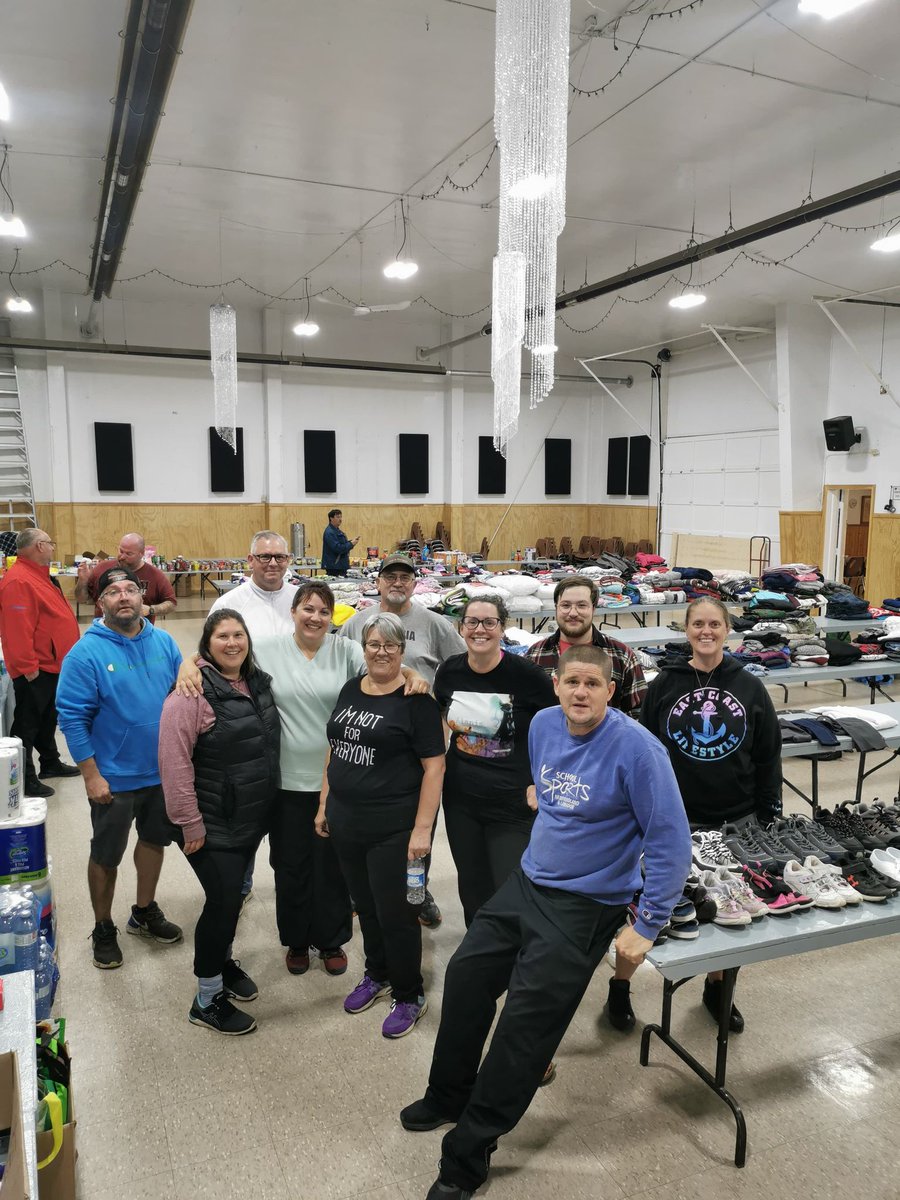 A lot of pictures of devastation from the southwest coast; here is a pic of dedication.  Teachers &amp; volunteers at the Lions Club sorting through donations 🙏❤️💪#Fiona #swcoast #thankyou