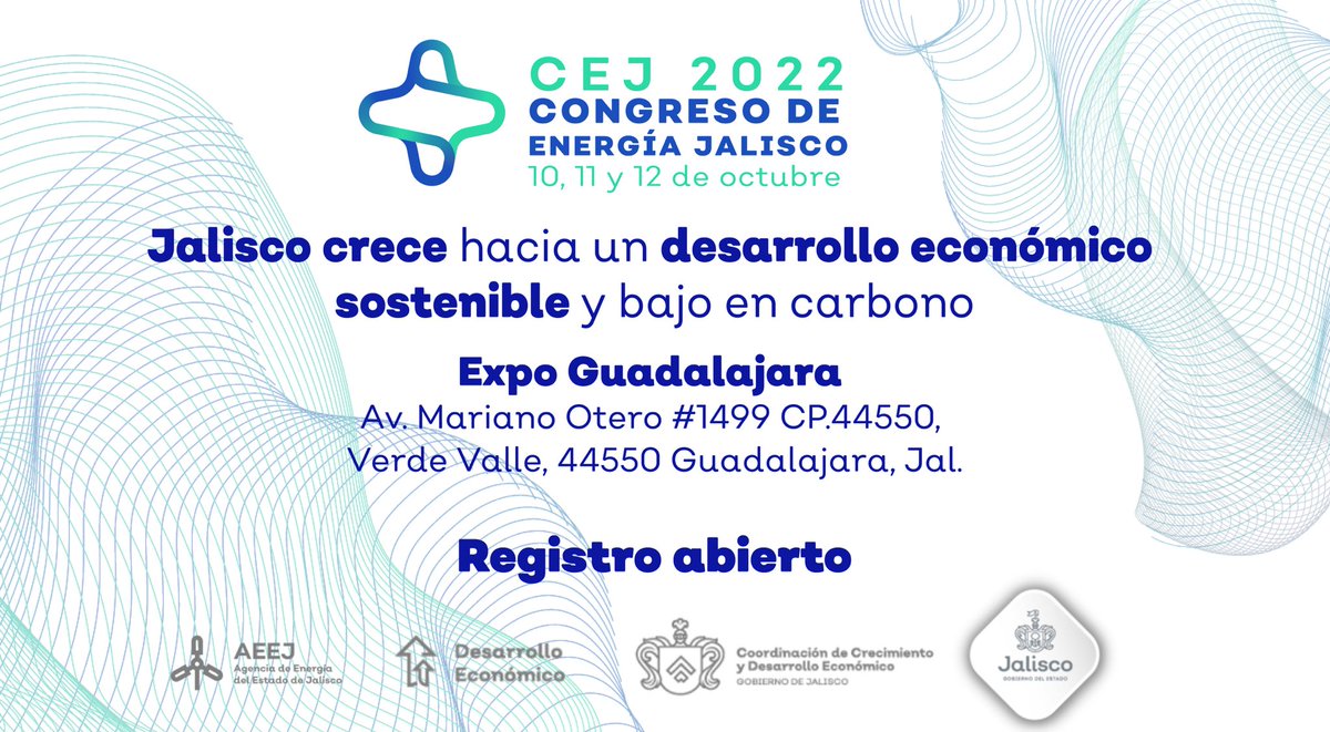 ¡Se parte del primer Congreso de Energía de Jalisco! 🤩
Seguimos impulsando el desarrollo económico sostenible del Estado y una transición energética en México 🇲🇽  

¡No te lo puedes perder! 

Registro: 👉🏼forms.gle/wrUc8hLF4ZgTNk…