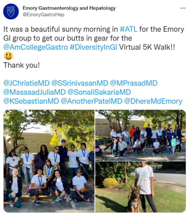 AmCollegeGastro's tweet photo. 📣#GIfellows #GIfellowship
It's ACG's 2022 #DiversityinGI Virtual Race
Get fellows & faculty out there for a run/walk!
♥️👟♥️👟
Details & link to register https://t.co/7NYqJJ2BY2
Thank you sponsors @ironwoodpharma @TakedaPharma
#Diversity #Inclusion #Represenation #Community https://t.co/h4A8qXk80p