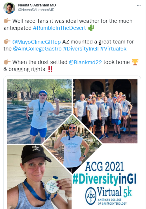 AmCollegeGastro's tweet photo. 📣#GIfellows #GIfellowship
It's ACG's 2022 #DiversityinGI Virtual Race
Get fellows & faculty out there for a run/walk!
♥️👟♥️👟
Details & link to register https://t.co/7NYqJJ2BY2
Thank you sponsors @ironwoodpharma @TakedaPharma
#Diversity #Inclusion #Represenation #Community https://t.co/h4A8qXk80p