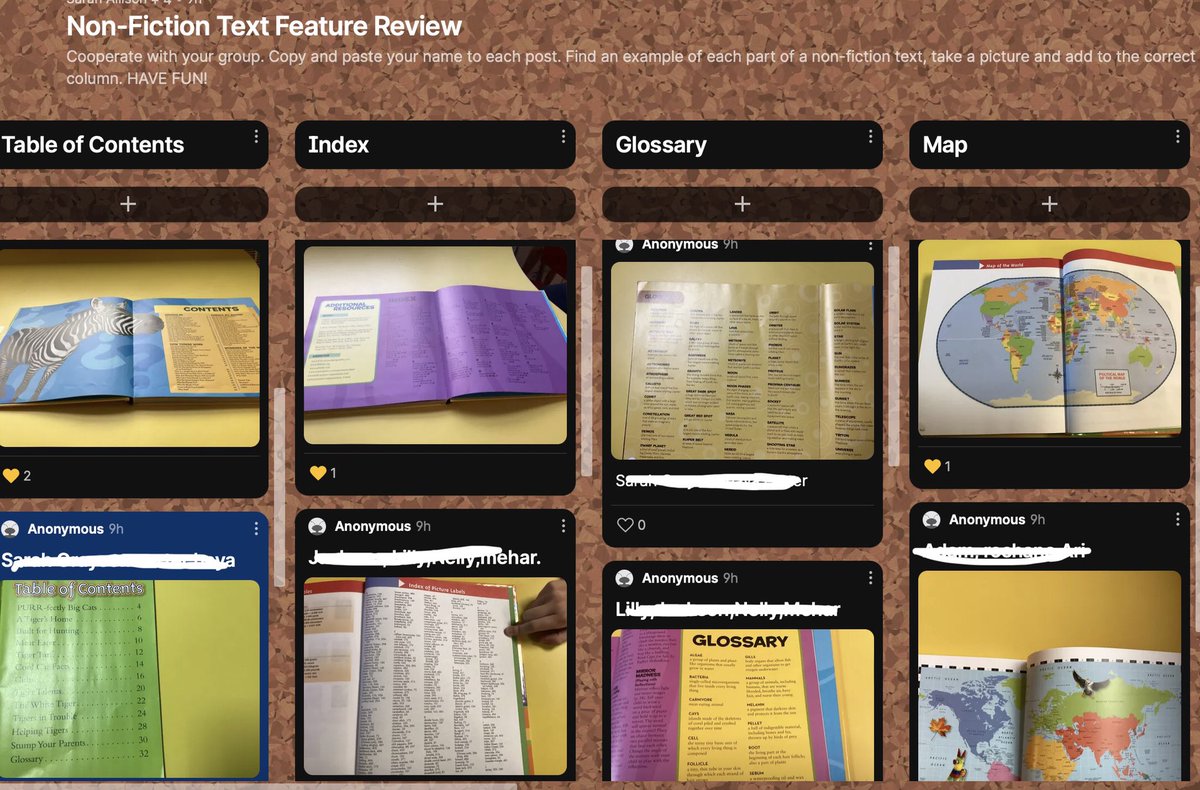 missallison3A's tweet photo. Shout out to @Padlet for making reviewing non-fiction text features so engaging today! https://t.co/lM2ttGOzQH