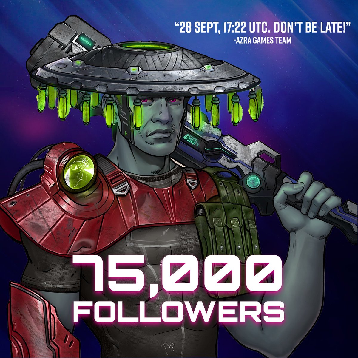 AzraGames's tweet image. We wanted to thank our community for 75k Twitter followers! 

To celebrate this milestone we are giving away a free NFT from "The Hopeful" collection if you:

1. Like, retweet, tag 2.
2. Name your favorite video game character in the comments.

FREE MINT on 28 SEP at 17:22UTC.