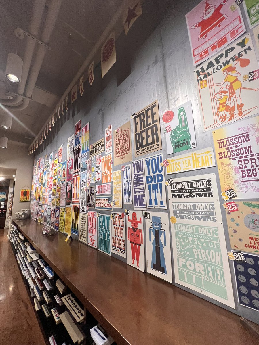 DollyHPN's tweet photo. We visited the legendary @HatchShowPrint in #Nashville earlier today 🧡
Famous for designing & creating letterpress posters since 1879 ⭐️
Fun fact: My husband designed our wedding invites in the #hatchshowprint style 🤠 https://t.co/k52zX4ANY6