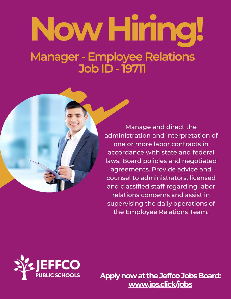 Interested in managing and directing the administration and interpretation of labor contracts, school board policies and negotiated agreements? How about providing advice to administrators, licensed and classified staff? Apply now for our Manager - Employee Relations!