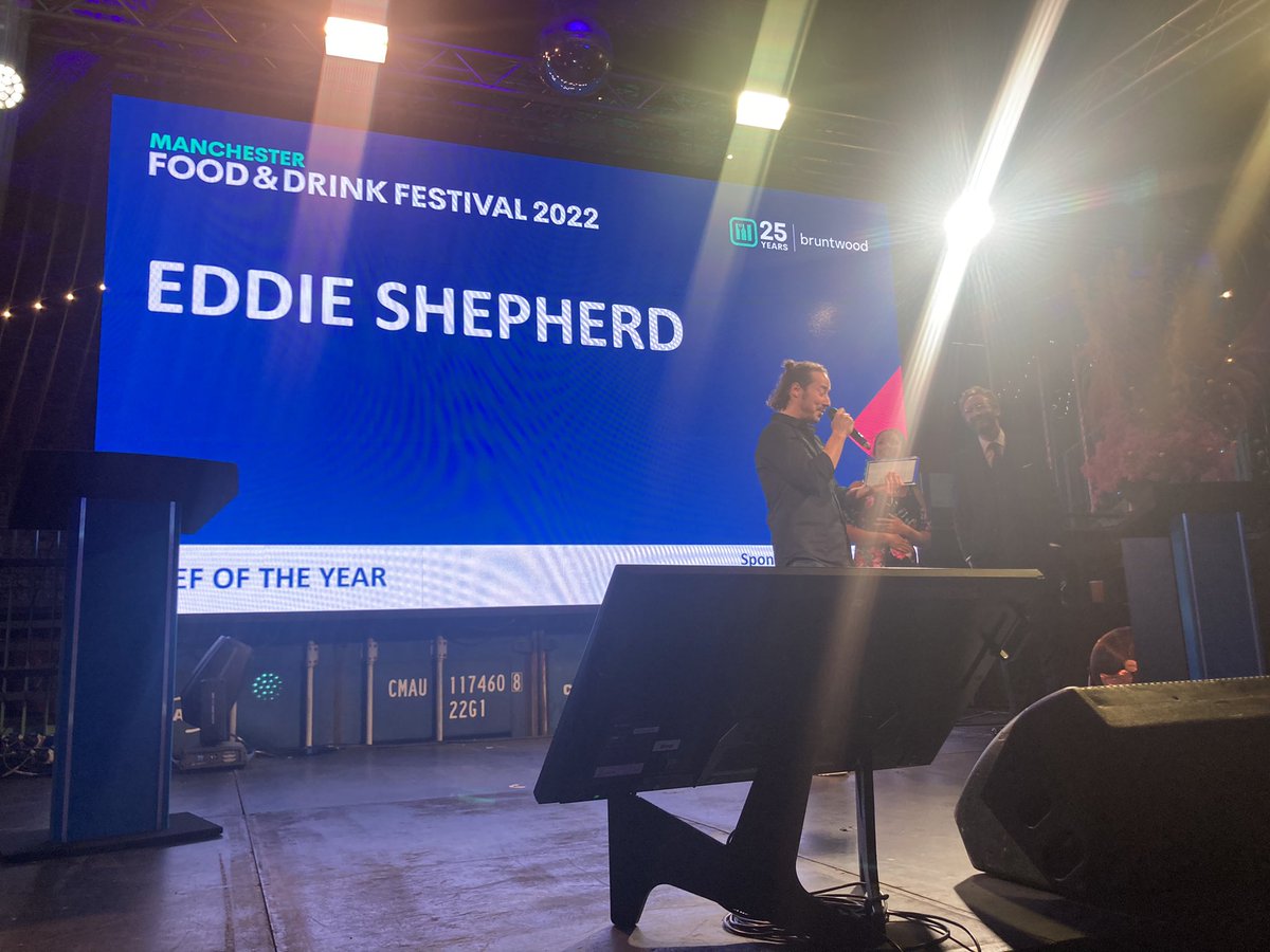 CityLifeManc's tweet photo. Another big award is Chef of the Year is Eddie Shepherd of The Walled Garden @McrFoodFest #mfdf https://t.co/rt8TPhNGKc