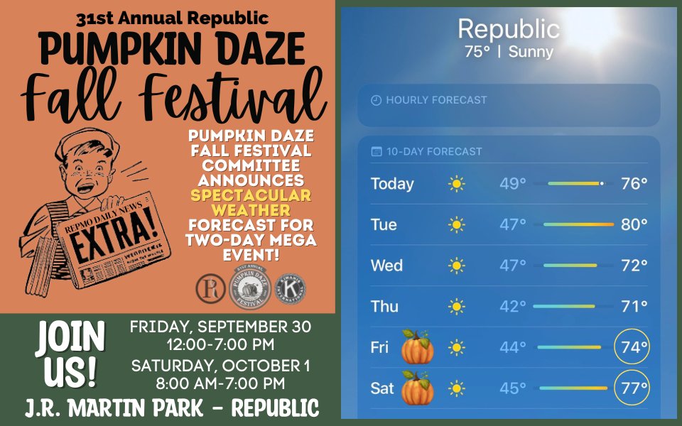 It's going to be "GOURD-GEOUS" for the Pumpkin Daze Fall Festival this Friday and Saturday! Make plans to attend!