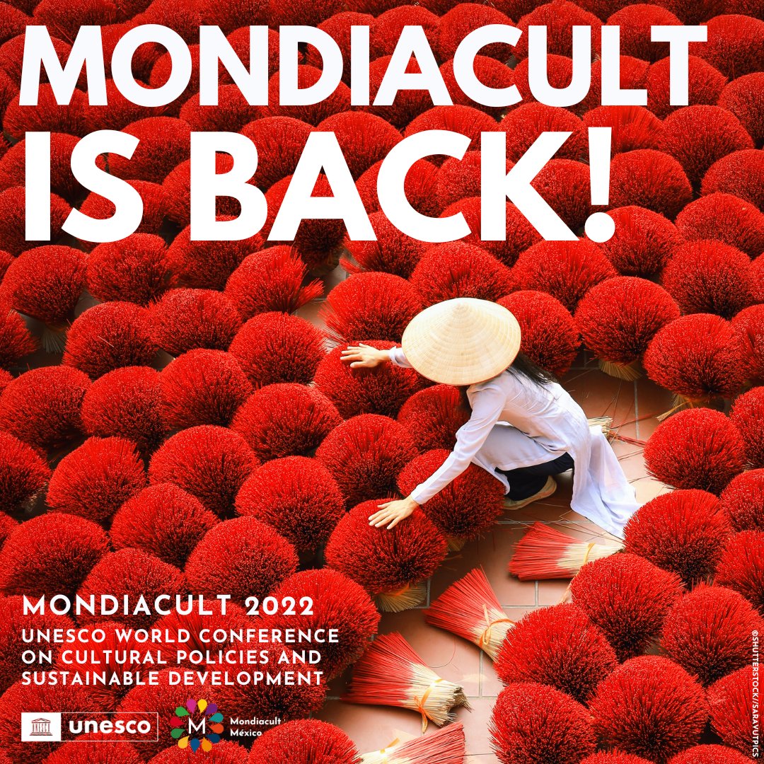 UNESCO's tweet photo. This 28 to 30 September at #MONDIACULT2022, let's make culture the central point of global policy dialogues. 

Over 160 Culture Ministers will join forces in Mexico to celebrate culture as a common public good and shape the future of cultural policies.

https://t.co/mgiYM6eMyE https://t.co/0DsqUJOolm