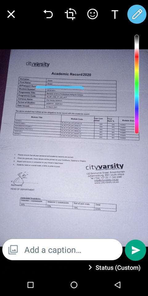 SGFlaco2's tweet photo. @Mutambavhu_SC @ayanda_yandiey_ My academic results on my second year 2020 at cityvarsity https://t.co/4UC1gvv8cO