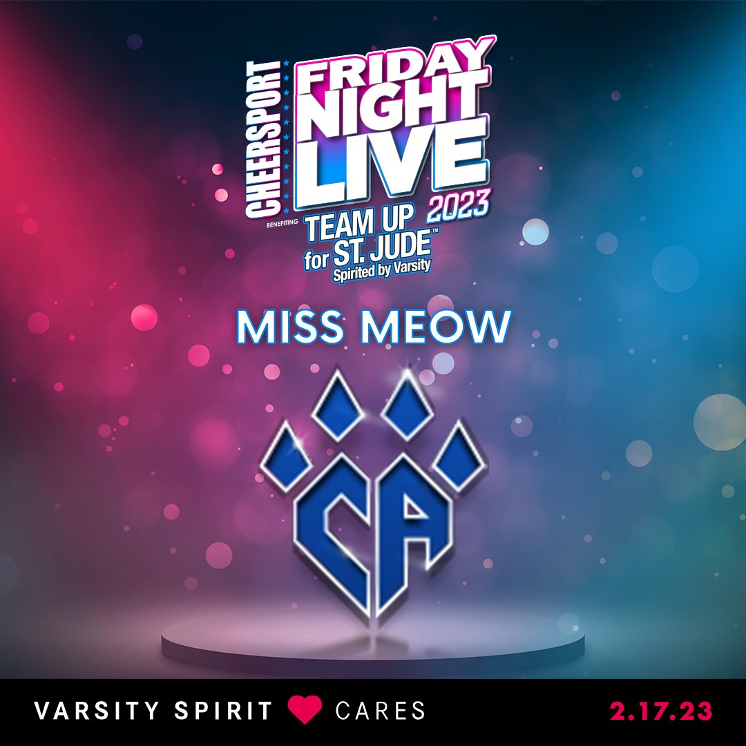 #TeamUp4StJude with <a href="/CheerAthletics/">Cheer Athletics</a> Miss Meow for #FridayNightLive23! 💛 Donate here ➡ bit.ly/CAMissMeow