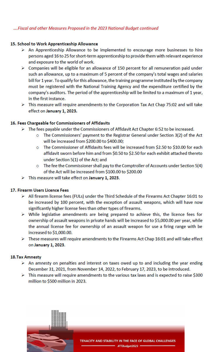 MoFTT's tweet photo. Here is an outline of the fiscal measures proposed in the 2023 National Budget

#TTBudget2023 https://t.co/0fL44AJOgn
