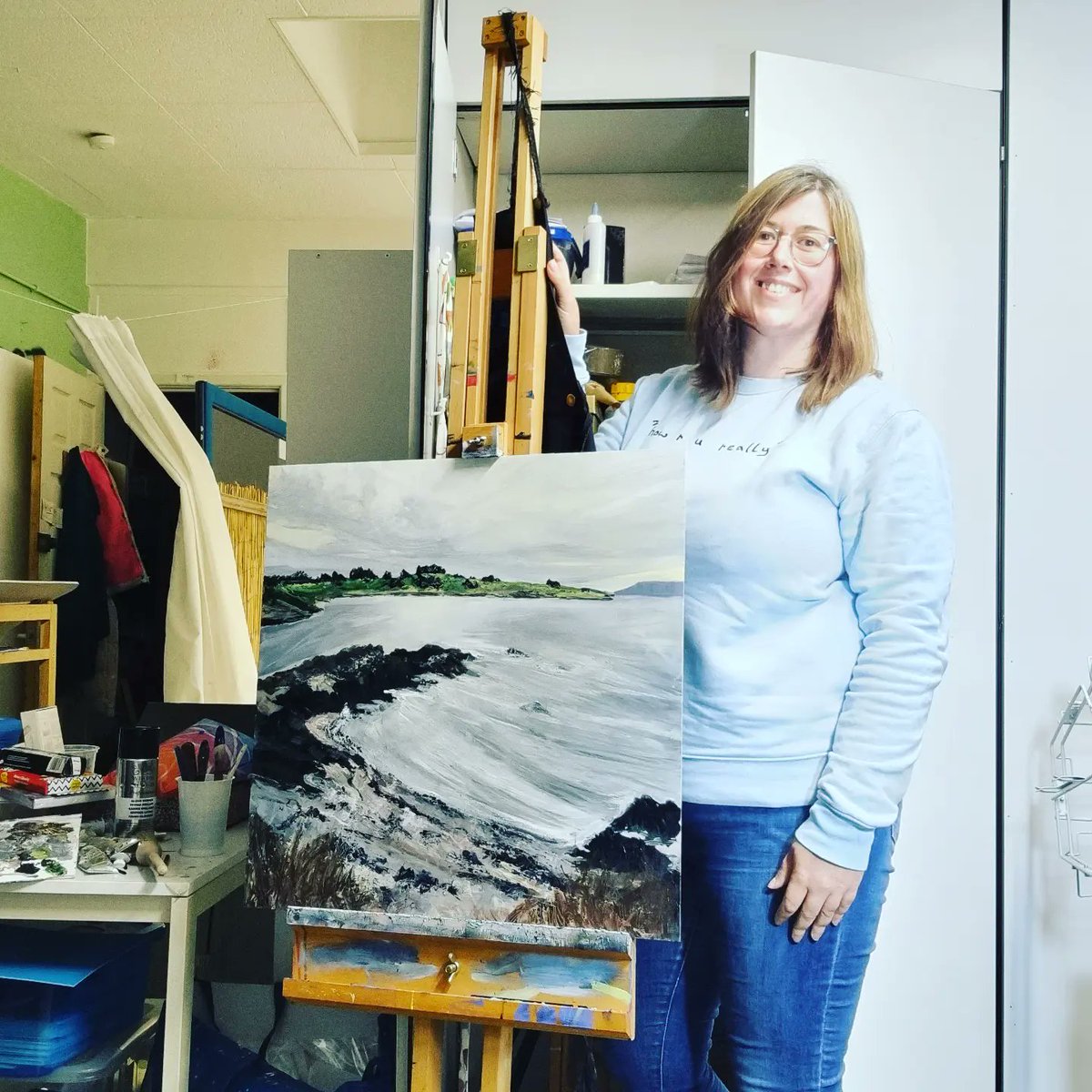 Blawin' a gale oot there at times* today.

#onmyeasel today, Smelt Bay to Carnalea in Bangor, NI.
24" acrylic on aluminium panel
Available via an exhibition in November.

*All the times I stepped outside