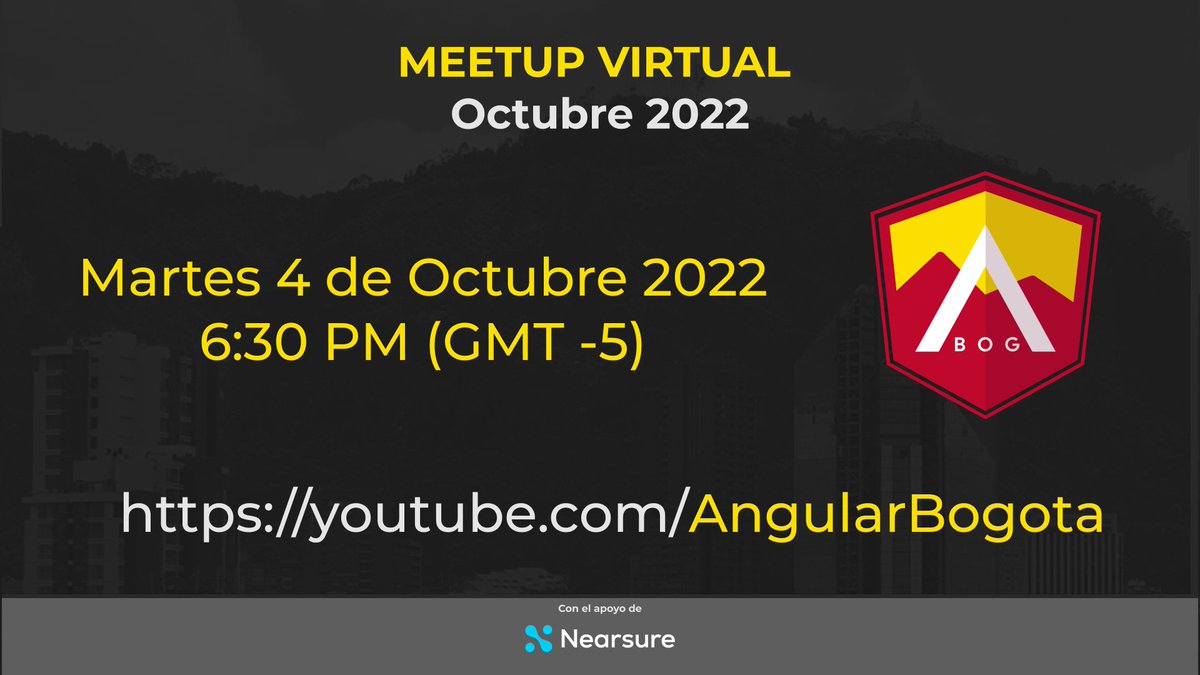 AngularBogota's tweet photo. El próximo Martes 4 de Octubre tendrémos nuestro próximo #MeetupVirtual 😎 

Durante la semana les compartiremos la información de l@s speakers, pero les vamos adelantando que no se lo van a querer perder! 

📺Suscríbanse al canal y prendan recordatorios: https://t.co/4Gh74f87o5 https://t.co/mZiqGdFhYs