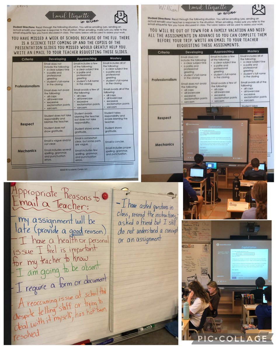 PaquetteLois's tweet photo. Grade 6/7s continued working on email etiquette. We brainstormed reasons to email a teacher & examined proper form. Ss were then given scenarios & had to draft an email using what they learned. Youโre welcome future teachers. ๐โโ๏ธ#reallifeskills #writingwithapurpose @olopcatholic https://t.co/l0Q77wRAIz