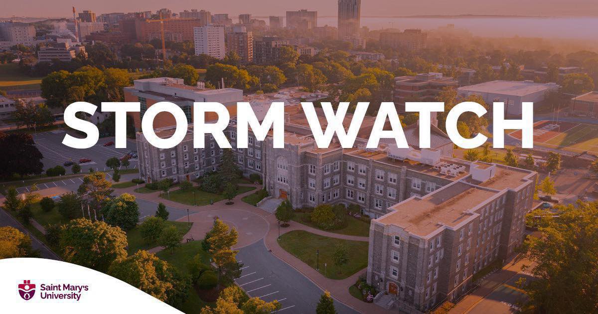 smuhalifax's tweet photo. STORM UPDATE: Classes and events are cancelled on Tuesday, September 27. Key campus resources will be available.

More information at: https://t.co/WTQMXOT2DZ #SMUAlert https://t.co/stf2WPRwhL