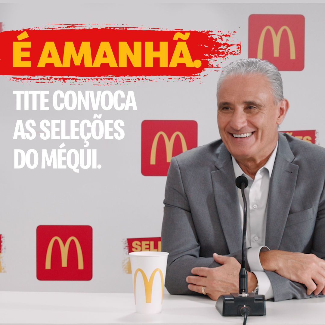 McDonalds_BR's tweet photo. A ESPERA ACABOU! Amanhã, 28/09, ao longo de todo o dia nas redes do Méqui, Tite irá fazer a CONVOCAÇÃO OFICIAL das Seleções do Méqui. Bora acompanhar? https://t.co/bul67wBO7g