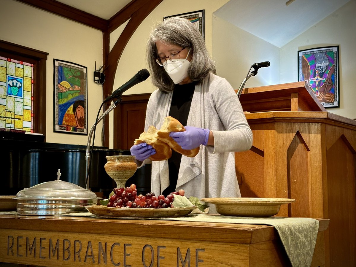 NABChurch's tweet photo. This is Pastor Joy breaking bread for Holy Communion Lord’s Supper.  You may take Holy Communion on every third Sunday at worship service. https://t.co/JMdLgJkW70