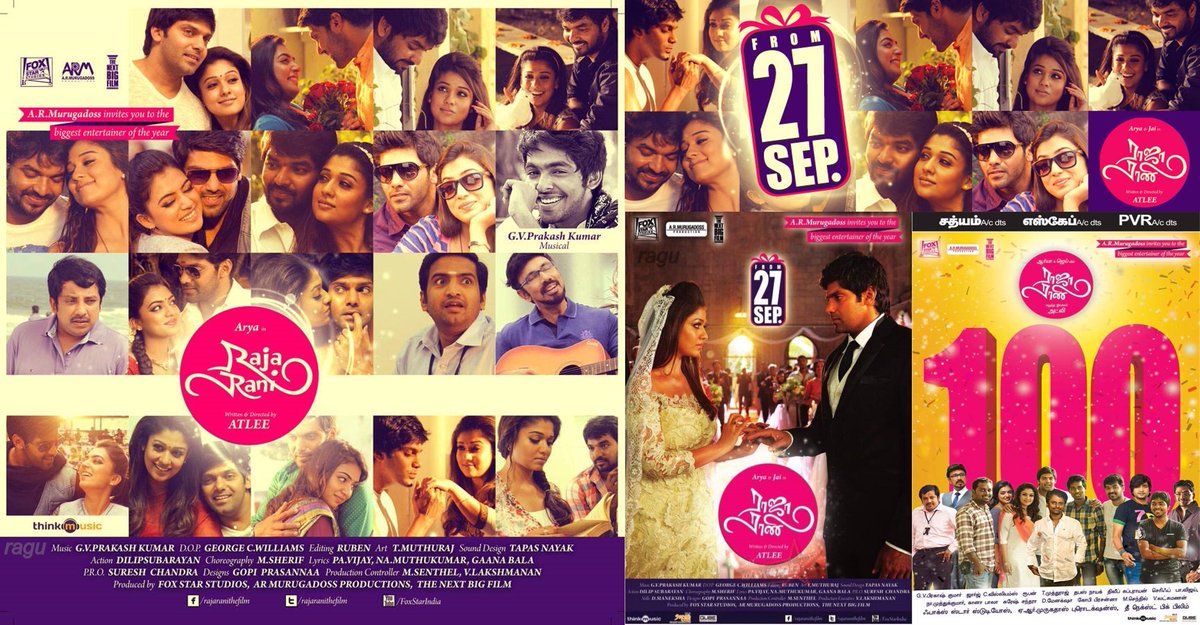 Ragunanthen1992's tweet photo. #RajaRani Day - released Sep 27, 2013 😍💖
Lovely film😍👌🏻
#Atlee Debut as Director @Atlee_dir making🎬💖👌🏼
#Gvprakash @gvprakash Soulful music🎶💖👏🏼
#Arya #Nazriya #Nayanthara #Jai #Santhanam #SathyaRaj Cast💖😍👍🏻
#GeorgeCwilliams @george_dop 🎥👍🏼
@arya_offl #RajaRaniDay https://t.co/iti7fQC5kD