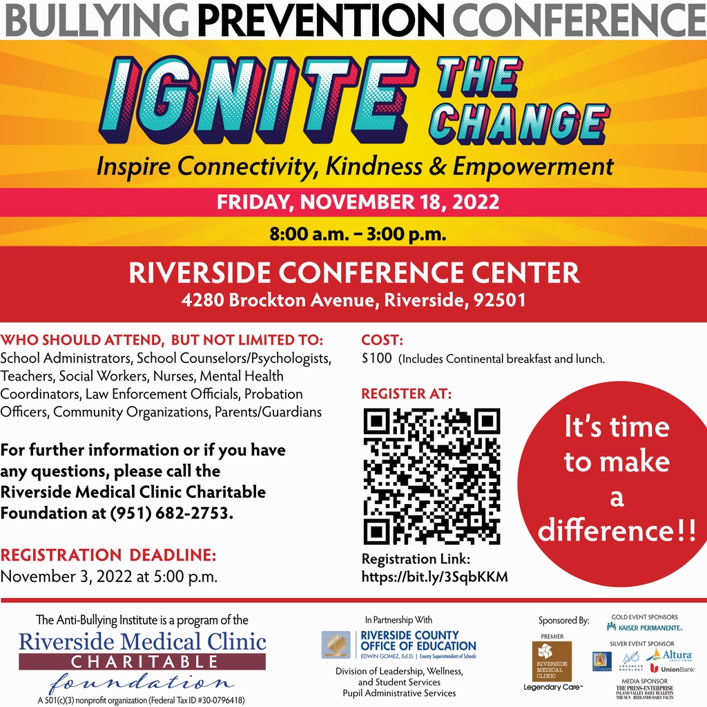 ABI_Bullying's tweet photo. Are you ready to make a difference? Registrations for our annual Bullying Prevention Conference are now open! 🤩

Please visit https://t.co/TMdVPhGF0W to register! 

#rmccf #abicon22 #bullyingprevention https://t.co/yoOsi9OjlC